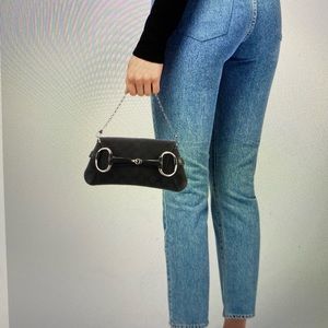 GUCCI GG CANVAS HORSEBIT CLUTCH